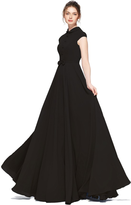 Veehaus Women Gown Black Dress - Buy ...
